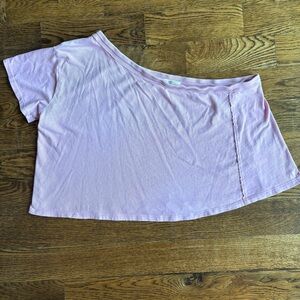 We The Free Light Pink One-Shoulder Slouchy Crop Top | Size Medium Oversized